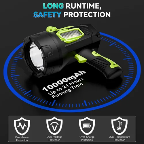 Miniatura 3 de Foco Recargable, 99,000 Lúmenes Foco LED Súper Brillante, 10000 mAh Focos de Largo Tiempo de Funcionamiento Impermeables, Foco de Mano para Verde