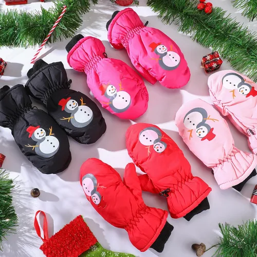 Miniatura 4 de Liitrsh 4 pares de guantes de nieve para niños, guantes de esquí cálidos de invierno para niños y niñas, guantes de nieve para clima frío para esquí