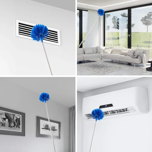 Miniatura 3 de ZZ LAZYCOTTAGE Plumero de telaraña con poste de extensión, kit de plumero de limpieza lavable con 2 cabezales de plumero, plumero de telaraña