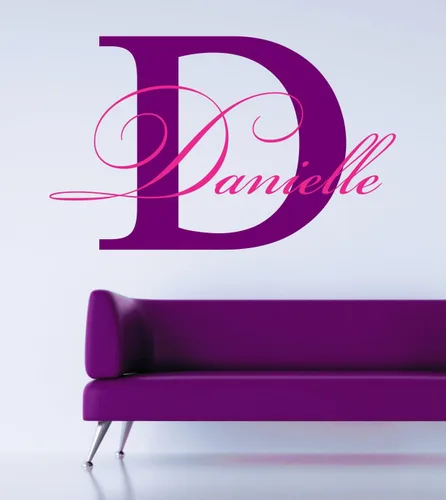 Miniatura 13 de Calcomanía de pared con nombre y inicial para niñas, decoración de pared, personalizada, decoración, guardería, dormitorio, además de calcomanía
