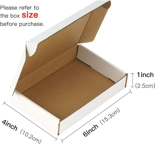 Miniatura 5 de RUSPEPA Caja de cartón corrugado reciclable pequeña de 50 unidades - 15 cm x 10 cm x 2.5 cm - Caja de cartón perfecta para el envío de pequeñas