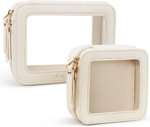 Miniatura 24 de Prite Bolsa de maquillaje transparente, estuche organizador de cosméticos, bolsa de aseo de viaje impermeable, bolsa para el cuidado de la piel