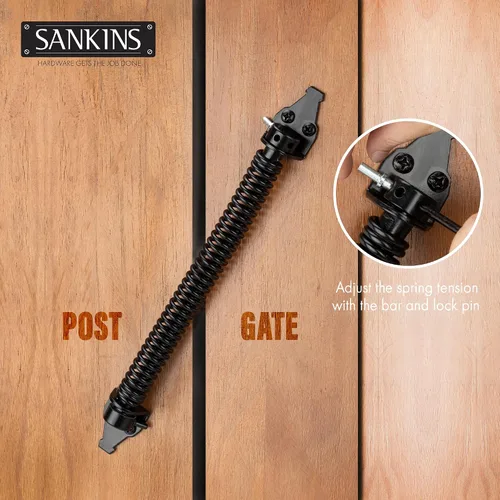 Miniatura 3 de Resorte de Portón de 14" con Cierre Automático de Servicio Pesado para Exteriores, Resorte de Puerta Automático de Metal, Herraje de Cierre