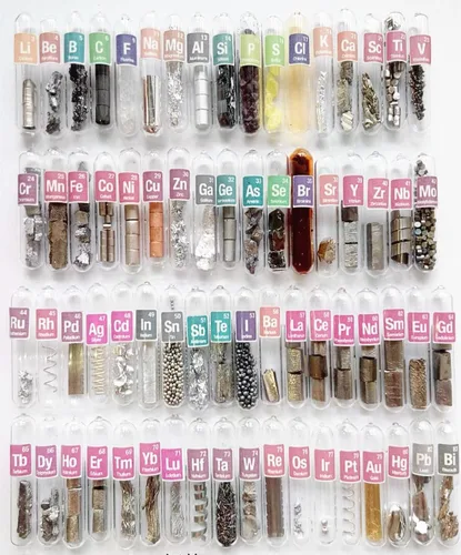 Miniatura 13 de Kit de muestras de elementos puros para colección periódica de tablas periódicas, metales de tierras raras, frascos y ampollas, ideal como regalo 30