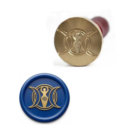 Triskelion, triquetra, vector, diosa, pentáculo, árbol de la vida en triple luna, sello de cera para invitación de boda, tarjetas, cartas, envoltura