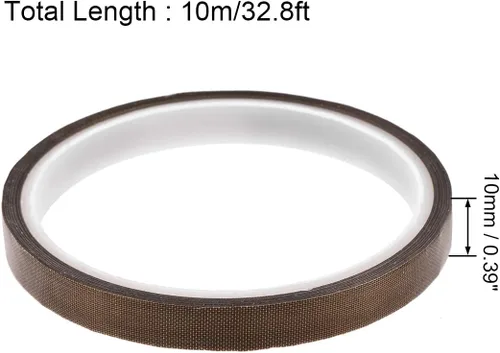 Miniatura 2 de uxcell Cinta de tela revestida de PTFE de 0.236 in Cinta de alta temperatura marrón para selladores de vacío, mano e impulso Cinta adhesiva