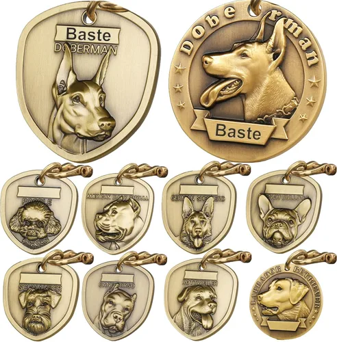 Miniatura 26 de Etiquetas para Perros Golden Retriever Personalizadas para Mascotas Etiqueta de Identificación de Nombre de Perro Grabada Personalizada de Cobre 023