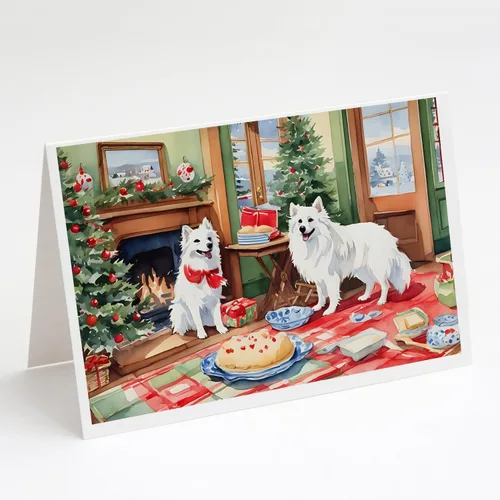 Miniatura 155 de Caroline's Treasures DAC3884GCA7P Paquete de 8 tarjetas en blanco de Navidad con galletas de husky siberiano Tarjetas de felicitación con sobres