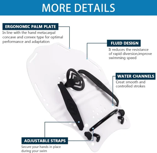 Miniatura 3 de Hikeen Paleta de natación para adultos y jóvenes, paletas de mano de entrenamiento de natación con correas ajustables, paletas de mano de natación