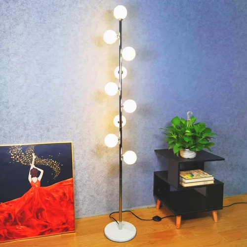 Miniatura 3 de Hsyile Lámpara de pie moderna y creativa para sala de estar, dormitorio, oficina, lámpara de pie de poste alto con globo, lámpara de árbol con Cromo