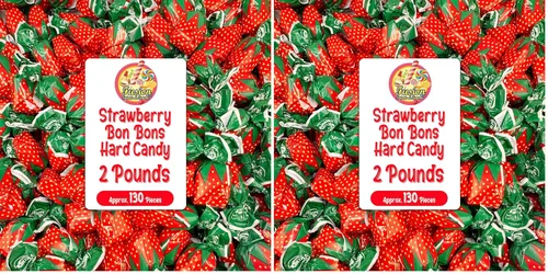 Miniatura 9 de Caramelos duros rellenos de fresa, envueltos individualmente, bolsa a granel de 2 libras (aproximadamente 130 piezas) – Dulces navideños
