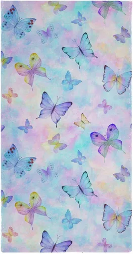 Miniatura 4 de Toalla de baño de mano con diseño de mariposa, color morado, rosa, mágica, colorida, toalla para grifo de baño, toallas de baño, flores, hojas