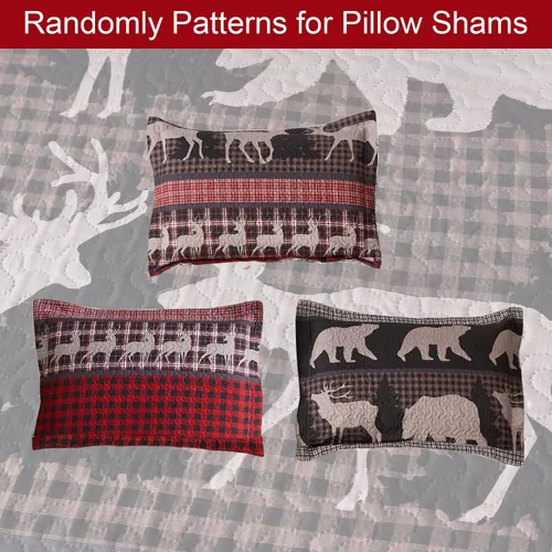 Miniatura 6 de Juego de edredón de tamaño queen, juego de colcha rústica para cabaña de cabaña, color rojo y negro, colcha reversible reversible colcha ligera