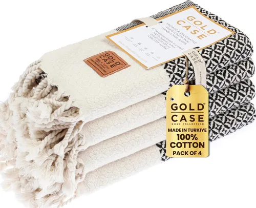 Miniatura 38 de Gold CASE - Juego de 4 Toallas de Mano Turcas para Baño, 20 x 40 pulgadas, Toallas de Baño 100% Algodón, Toalla Pequeña de Cocina Aphrodite