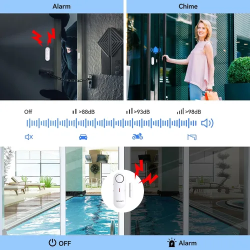 Miniatura 2 de TECKNET Alarmas de puerta para seguridad de los niños, alarma de ventana para piscina, alarma de puerta para seguridad del hogar, alarma 2 en 1