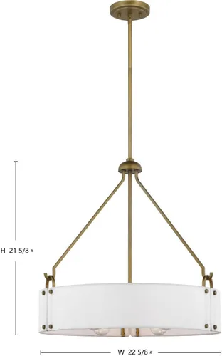 Miniatura 9 de Nuvo Lighting 67691-4 Lámpara colgante de latón natural de tela de lino blanco para interiores (Halter 4LT colgante BRS (60-7691))