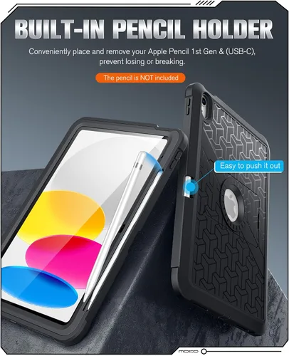 Miniatura 6 de MoKo Funda para iPad (A16) de 11ª/10ª generación 2025/2022, resistente a prueba de golpes, doble capa protectora de cuerpo completo, protector