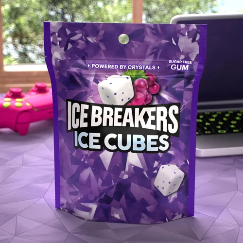 Miniatura 6 de ICE BREAKERS Ice Cubes Arctic Grape - Bolsa de goma de mascar sin azúcar, 8.11 onzas (100 piezas)