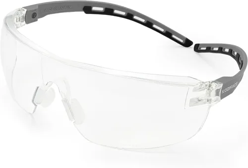 KOZIFACE A18 - Lentes de seguridad para hombres y mujeres, ligeros, color gris y negro, marco ajustable flexible, elegante, protección antivaho para