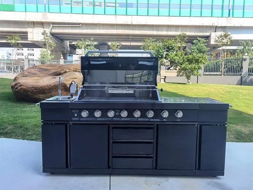 Miniatura 2 de Parrilla de cocina de acero inoxidable 3 en 1 negro para barbacoa al aire libre, isla de cocina, gas licuado de gas licuado de gas licuado de gas