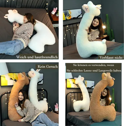 Miniatura 6 de Almohada de felpa de alpaca llama, almohada gigante de felpa de alpaca de 39 pulgadas, para esposa, niña, novia, cumpleaños, San Valentín, regalo