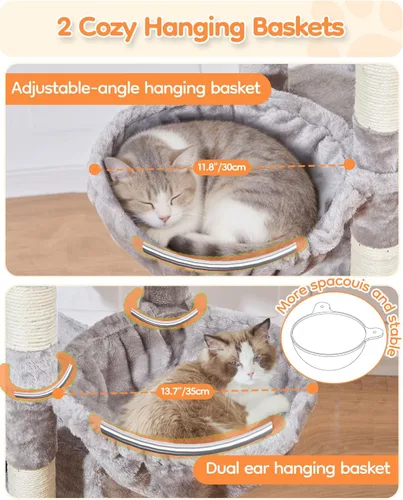 Miniatura 5 de Taoqimiao Árbol para gatos resistente, torre para gatos de 73 pulgadas para gatos de interior, más de 25 libras, árbol para gatos extragrande, 2