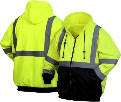 Miniatura 5 de Pyramex RSZH32 Series Sudaderas Hi Vis Lime Zipper Sudadera con parte inferior negra
