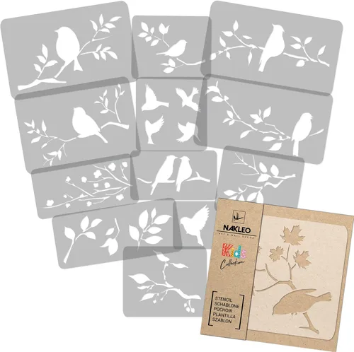 Miniatura 15 de NAKLEO Juego de plantillas de pintura para niños, 14 plantillas de 3.5 x 4.7 pulgadas a 9.1 x 13.4 pulgadas, plantas de otoño, plantillas de dibujo