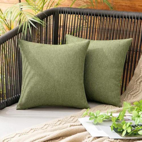 Miniatura 98 de MIULEE Paquete de 2 fundas decorativas para almohadas de exterior, sólidas, impermeables, de lino sintético, estilo granja de jardín, fundas de Óxido