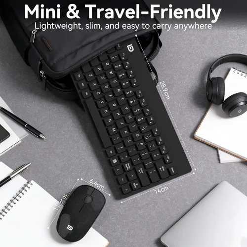 Miniatura 3 de Mango Era - Combo de teclado y mouse inalámbricos compactos, mini teclado y mouse de viaje pequeños para laptop, juego de teclado inalámbrico USB