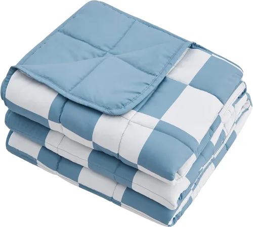 Miniatura 80 de Manta con Peso Azul para Adultos 12 libras, 48"x72", Tamaño Twin Full Manta Pesada Refrescante para 110-130 libras, Mantas Grandes de Microfibra