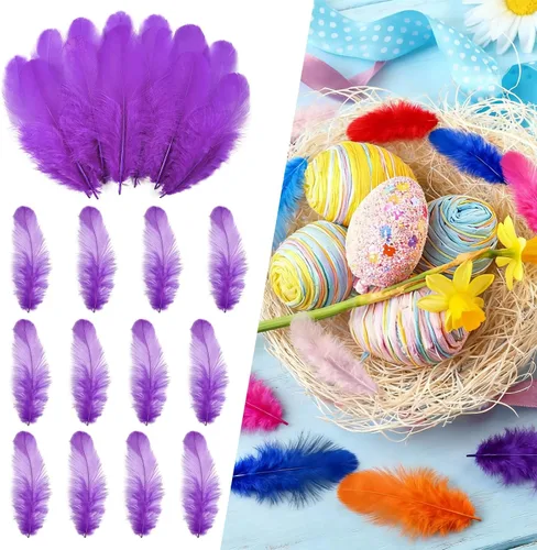 Miniatura 26 de THARAHT Plumas coloridas de gallo artesanal, 300 plumas de colores de 3 a 5 pulgadas, a granel para jardín de infantes, manualidades, boda, hogar