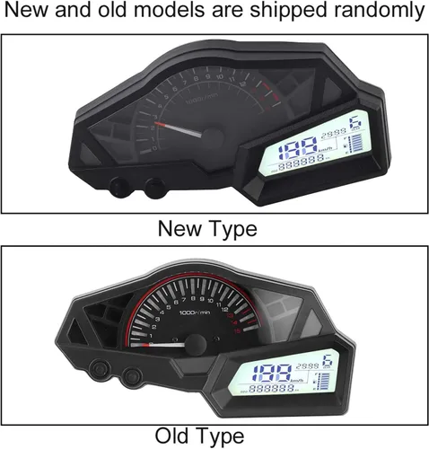 Miniatura 5 de Acouto Velocímetro de motocicleta para 300 6 engranajes LCD motocicleta odómetro tacómetro velocidad medidor de combustible 15000RPM 0.0-123.7 mi/h