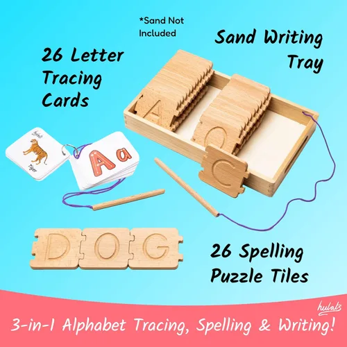 Miniatura 5 de Hulats Montessori Juguete de Aprendizaje del Alfabeto para Trazar Letras - Aprende a Escribir Ortografía y Trazado de Letras Juego para Niños de 3-5