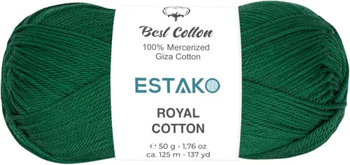 Miniatura 46 de Estako Algodón Royal, 100% hilo de algodón giza mercerizado, suave, súper fino 1 para ganchillo y tejer, 1.76 onzas (50g) / 137 yardas (125m)