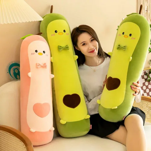 Miniatura 2 de OUKEYI Bonito juguete de aguacate verde de peluche largo para niños, almohada rellena de aguacate, lindo juguete de peluche (27.6 in/27.5 pulgadas)