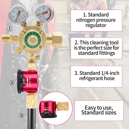 Miniatura 5 de Herramienta de purga de nitrógeno de latón para HVAC, adaptador regulador de flujo de soldadura de nitrógeno de 3 modos con conexión de llamarada