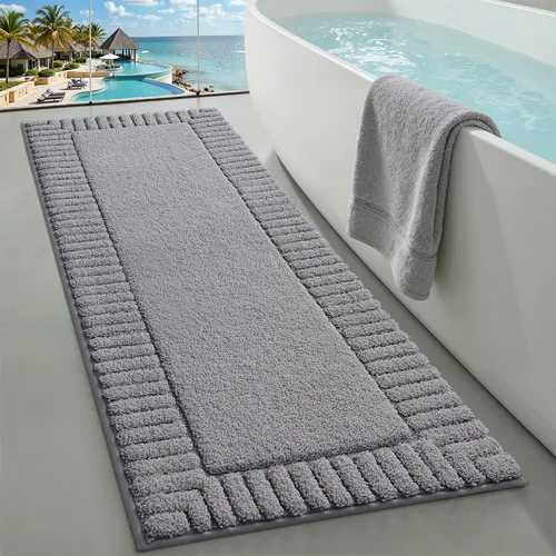 Miniatura 23 de LUMI Alfombras de baño antideslizantes con parte trasera de goma, alfombra de baño de microfibra de felpa extrasuave, absorbente, lavable a máquina
