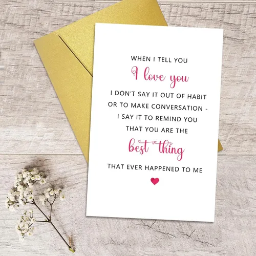 Miniatura 5 de Qiliji Tarjeta del día de San Valentín para marido, novio, esposa, novia, bonita tarjeta de amor de poema para él y ella, tarjeta de aniversario