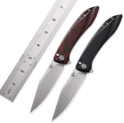 Miniatura 5 de Petrified fish PFE08 - Cuchillo plegable de crecimiento, hoja de satén K110 de 3.62 pulgadas, cuchillo de bolsillo con bloqueo de botón de mango G10