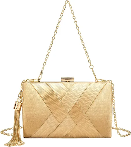 Elegante bolso de mano de seda con colgante de borla para mujer, para novia, boda, graduación, fiesta de noche