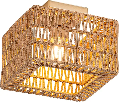 Miniatura 13 de Lámpara de techo de ratán, 3 lámparas de techo tejidas bohemias modernas, lámpara de techo bohemia de montaje empotrado para dormitorio, sala