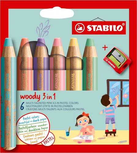Miniatura 12 de STABILO Lápiz multitalento Woody 3 en 1 - Paquete de 6 - Colores surtidos