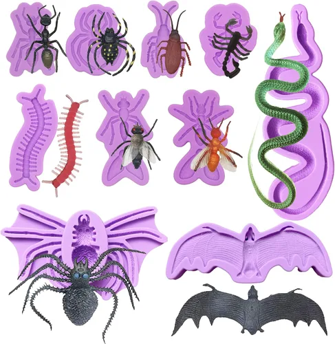 Woohome 10 moldes de silicona para fondant de insectos, moldes de fondant para decoración de tartas Sugarcraft, decoración de cupcakes para