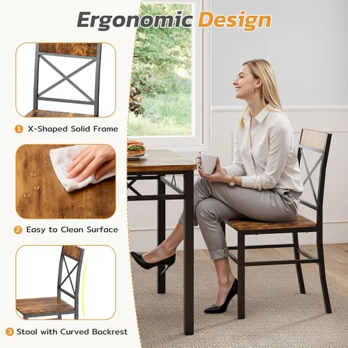 Miniatura 4 de Zevemomo Juego de mesa de comedor de 3 piezas, mesa de comedor para 2, mesa pequeña y sillas, juego de 2, juego de mesa de rincón de desayuno con 2