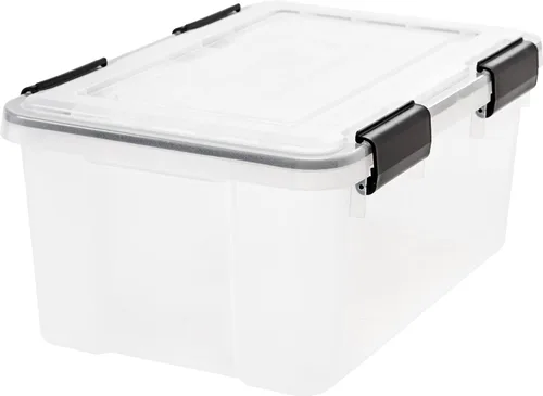 Miniatura 10 de IRIS USA - Contenedor organizador de plástico hermético para almacenamiento, 46.6 cuartos de capacidad, con tapa duradera, sello y hebillas
