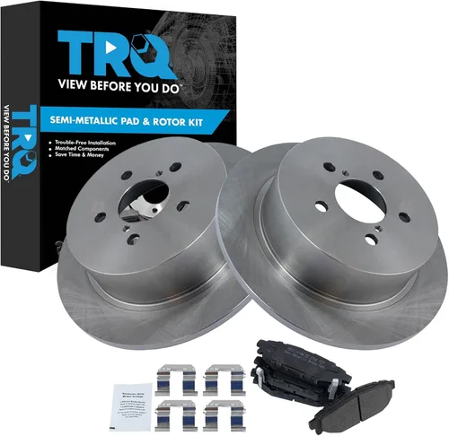 Miniatura 40 de TRQ Juego de pastillas de freno semimetálicas traseras y rotores compatibles con Chevrolet Trailblazer 02-06 Trailblazer EXT 04-06 SSR 02-07 GMC