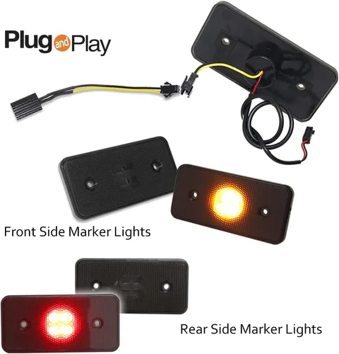 Miniatura 5 de ADIIL Juego de 4 luces de marcador laterales LED ámbar y rojo con lente ahumada, compatible con Benz W463 Clase G G500 G550 G55 AMG 02-14 Luces