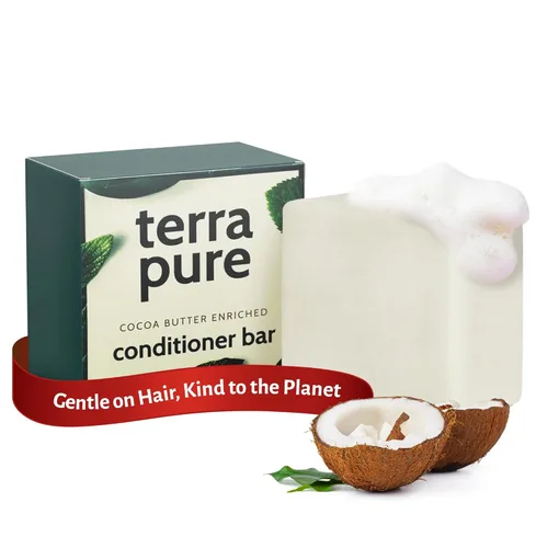 Terra Pure Barra acondicionadora | Manteca de cacao enriquecida por 1-Shoppe | Sin plástico, sin jabón, vegano, a base de plantas, sostenible,