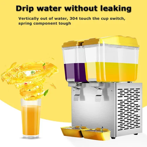 Miniatura 2 de Dispensador de jugo frío y caliente, dispensador de bebidas transparentes de acero inoxidable 32L, dispensador de bebidas comerciales de jugo Negro